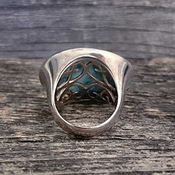 One Of A Kind, Real Kingman Turquoise And 925 Silver Vintage Ring, Handcrafted In Mexico – Brand New!
