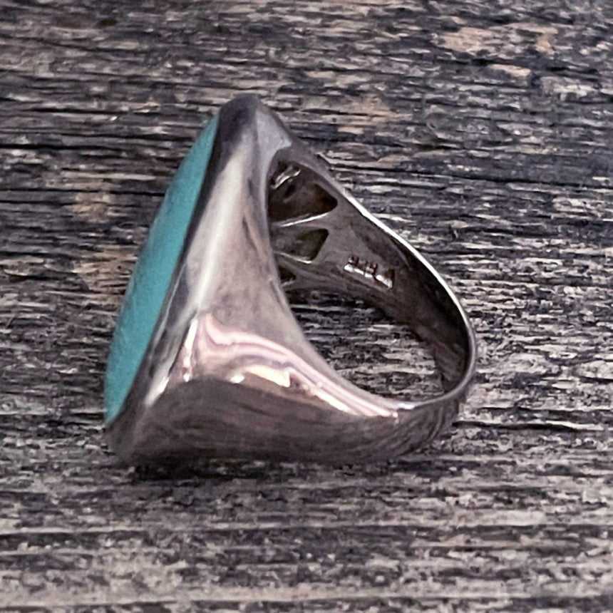 One Of A Kind, Real Kingman Turquoise And 925 Silver Vintage Ring, Handcrafted In Mexico – Brand New!
