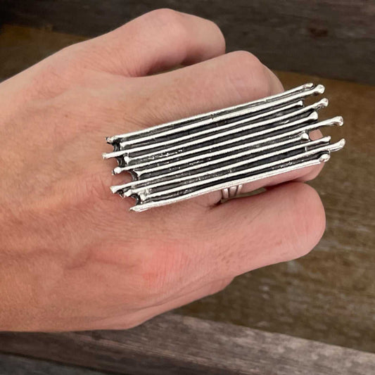 Long stripes statement ring