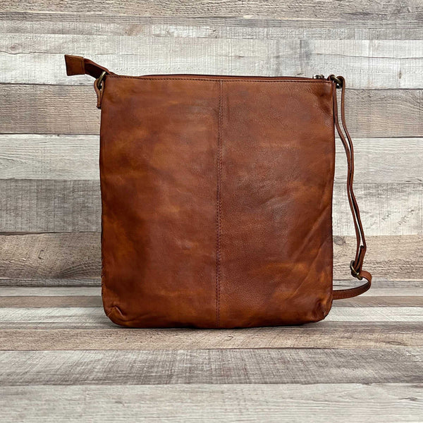 “VINTAGE SOUL II” Genuine Soft Leather Crossbody Bag With Vintage Accents