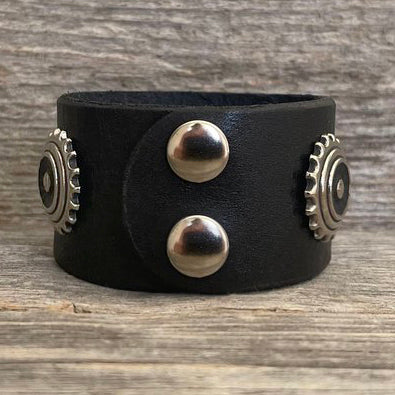 MADE TO ORDER - One of a Kind, genuine Silver Concho Leather Bracelet