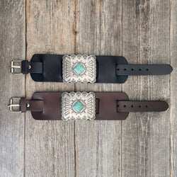 MADE TO ORDER - Genuine Leather Rectangle Boho Buckle Bracelet