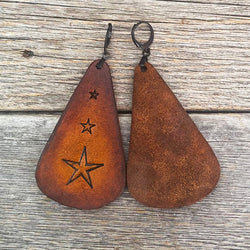 MADE TO ORDER - 3 Stars Drop Leather Earrings | Boho Accessories