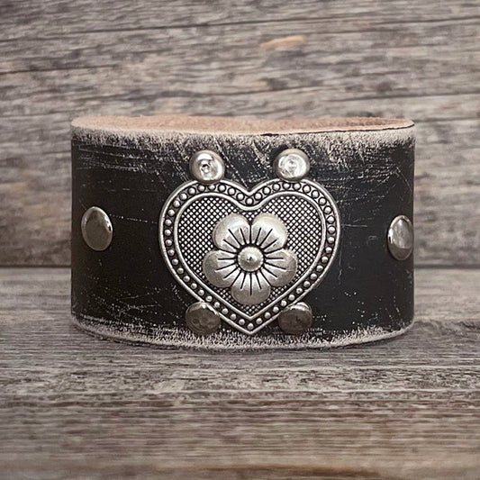 MADE TO ORDER - Distressed Black Leather Bracelet | Boho Accessories