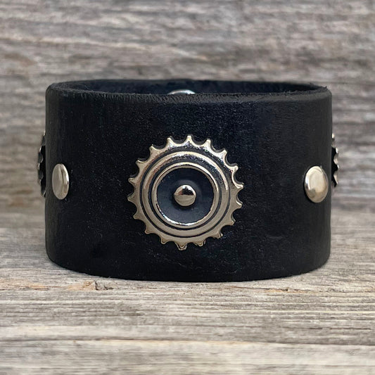 MADE TO ORDER - One of a Kind, genuine Silver Concho Leather Bracelet