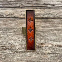 MADE TO ORDER - Antique Brass Strip Leather Inlay Ring