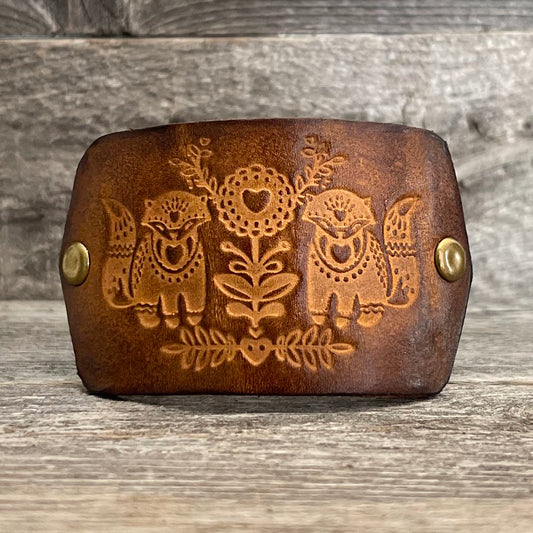 MADE TO ORDER - Genuine Leather Bracelet with Tooled Fox Design