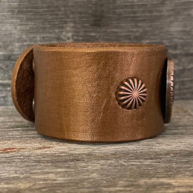 MADE TO ORDER - Genuine Metallic Leather Bracelet With Heart Concho