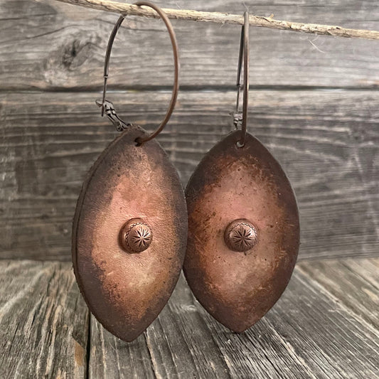 MADE TO ORDER - Leather Drop Hoop Cooper Earrings | Boho Accessories