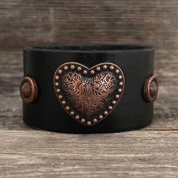 MADE TO ORDER - Genuine Leather Heart Copper Concho Bracelet