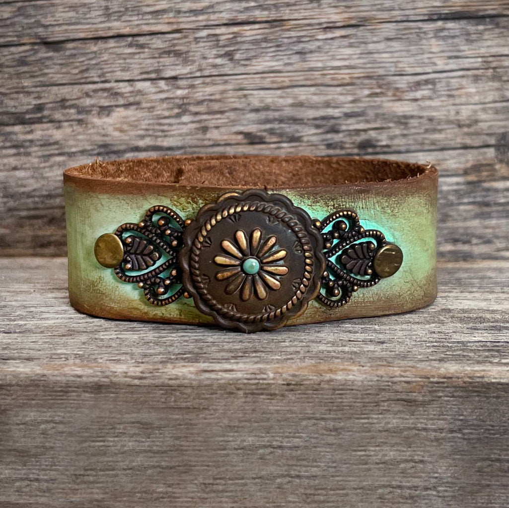 MADE TO ORDER - Distressed Aqua Leather Bracelet | Boho Accessories