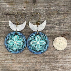 One of a Kind Leather and Nacar Earrings | Bohemian Style