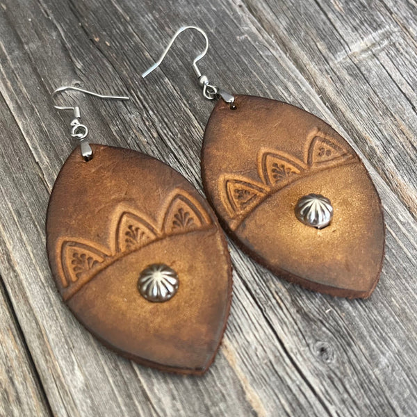 MADE TO ORDER - Leather Tone on Tone Rivet Earrings