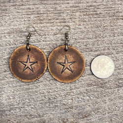 MADE TO ORDER - Round drop star leather earrings