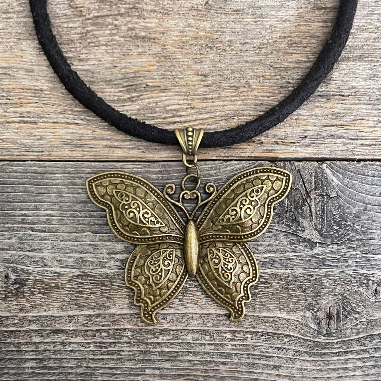 MADE TO ORDER - Tibetan Butterfly Leather Necklace