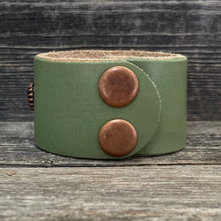 MADE TO ORDER - Light Olive Leather Bracelet Copper Concho