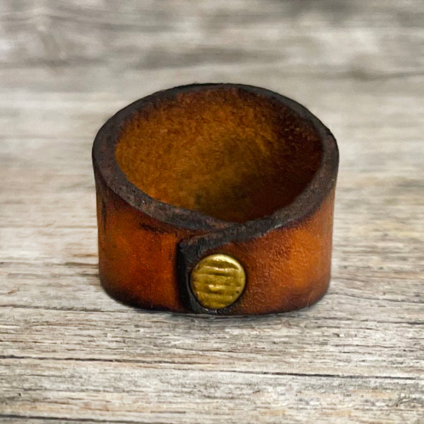 MADE TO ORDER - Light brown Ombre Star Leather Ring