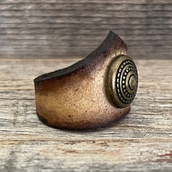 MADE TO ORDER - Crown-Shape Brass Concho Leather Ring