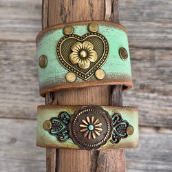 MADE TO ORDER - Distressed Aqua Leather Bracelet | Boho Accessories