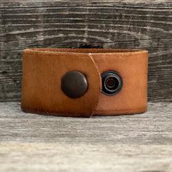 One of a kind Leather Bracelet with Flower Copper Concho
