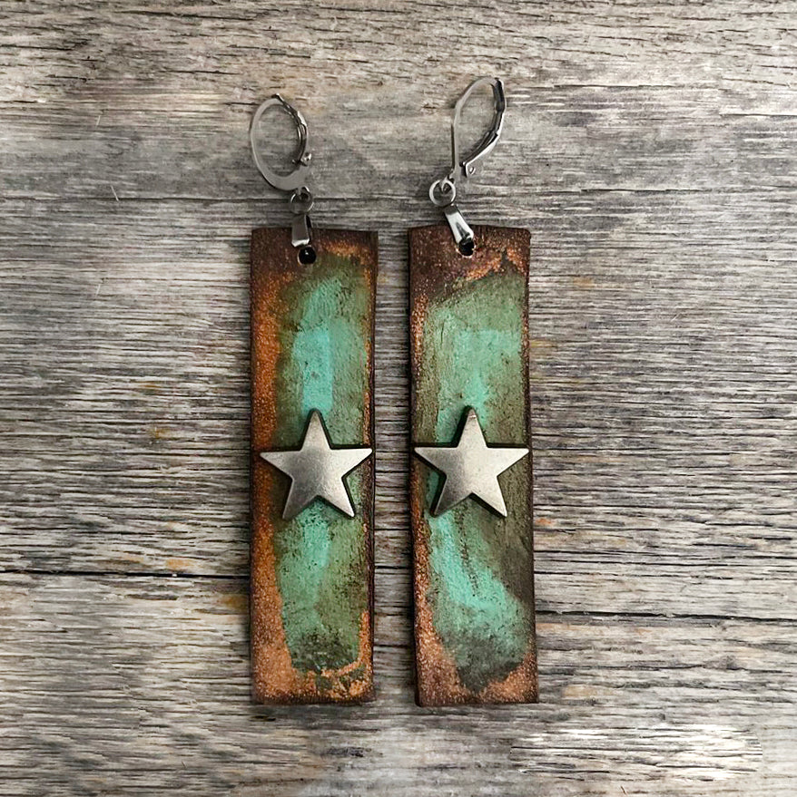 MADE TO ORDER - Genuine Distressed Turquoise Leather Stripes  display picture 2
