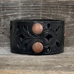 One of a Kind, Die Cut Leather Bracelet with Flower Concho