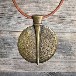 MADE TO ORDER - Round Tibetan Brass Pendant Leather Choker Necklace