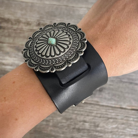 MADE TO ORDER - Genuine Leather Round Boho Buckle Bracelet