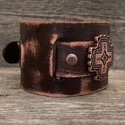 MADE TO ORDER - Caoba Brown and Copper Concho Leather Bracelet