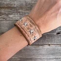 MADE TO ORDER - Pink Leather Bracelet with Star Rivets
