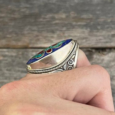 Lapis Tibetan Silver Ring | Elegant Bohemian Style Ring