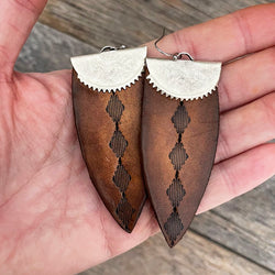 MADE TO ORDER - Silver Clasp Drop Leather Earrings