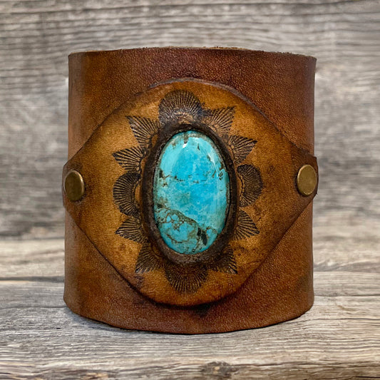 One of a Kind, Leather Bracelet Arizona Turquoise Stone