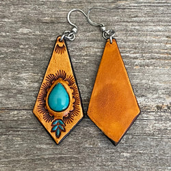 One of a Kind - Arizona Sleeping Beauty Turquoise Leather Earrings