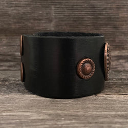 MADE TO ORDER - Genuine Leather Heart Copper Concho Bracelet