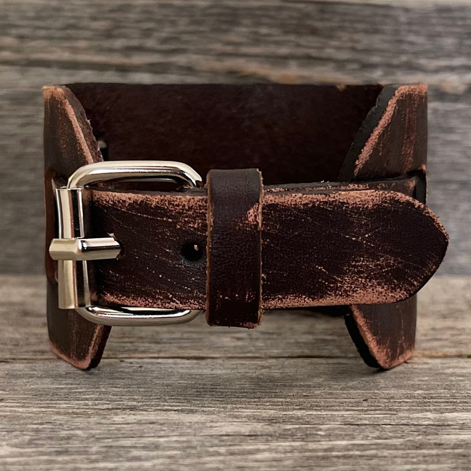 MADE TO ORDER - Caoba Brown and Copper Concho Leather Bracelet