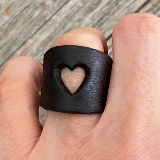 MADE TO ORDER - Die Cut Big Heart Leather Ring