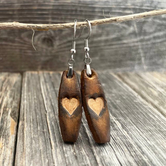 MADE TO ORDER - Genuine Leather Heart Drop Boho Earrings