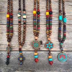 Retro Ethnic Wooden Beads Pendant Necklace Tibetan Long Retro Ethnic Wooden Beads Pendant Necklace Tibetan Long
