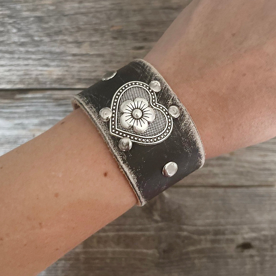 MADE TO ORDER - Distressed Black Leather Bracelet | Boho Accessories