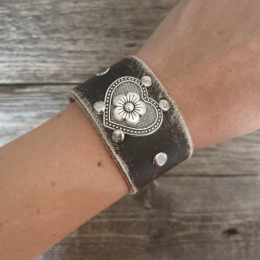 MADE TO ORDER - Distressed Black Leather Bracelet | Boho Accessories