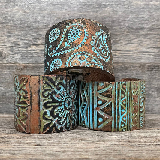 Poly Clay Hand Tooled Cuff Bracelet | Boho Accessories