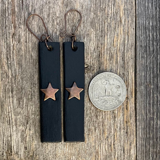 MADE TO ORDER - Genuine Leather Stripes Star Rivet Earrings