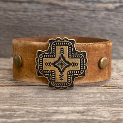MADE TO ORDER -  Antique Brass Cross Concho Bracelet