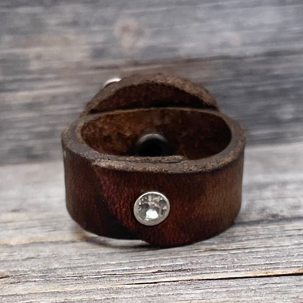 MADE TO ORDER - boho leather heart concho ring