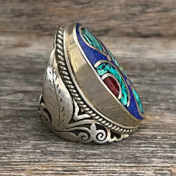 Lapis Tibetan Silver Ring | Elegant Bohemian Style Ring