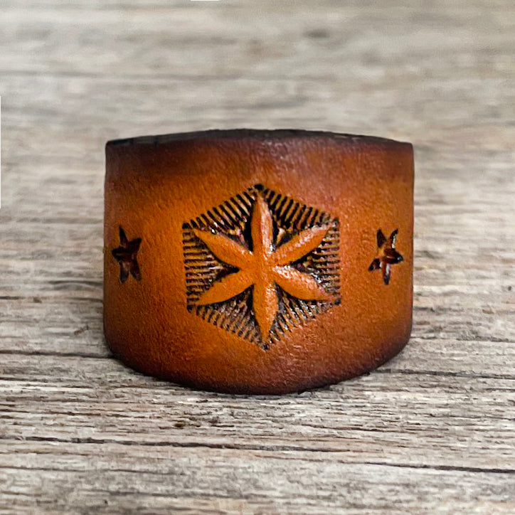 MADE TO ORDER - Light brown Ombre Star Leather Ring