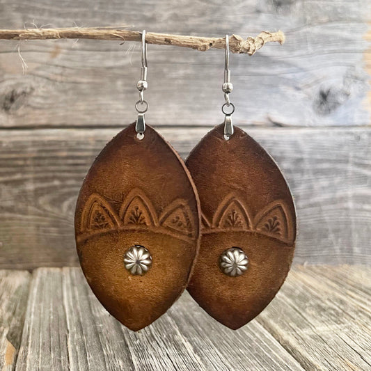 MADE TO ORDER - Leather Tone on Tone Rivet Earrings