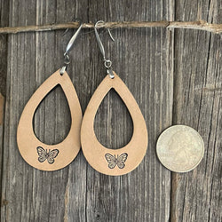 MADE TO ORDER - Leather Two-tone Boho Earrings with Butterfly