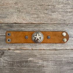 MADE TO ORDER - One of a Kind, Round Star Concho Leather Bracelet